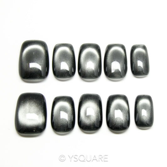 < Obsidienne > Y.Square Faux Ongles Fait Main Réutilisables