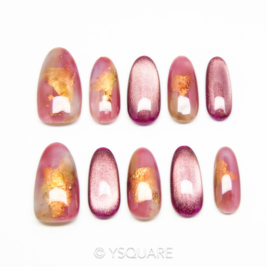 < Aquarelle > Y.Square Faux Ongles Fait Main Réutilisables