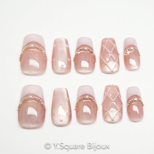 < Ballerina >Y.Square Faux Ongles Fait Main Réutilisables
