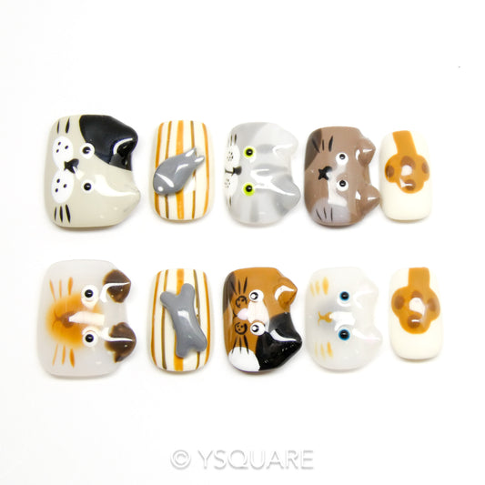 < Chaton > Y.Square Faux Ongles Fait Main Réutilisables
