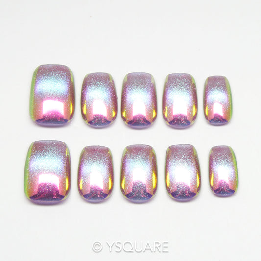 < Chrome Neon > Y.Square Faux Ongles Fait Main Réutilisables