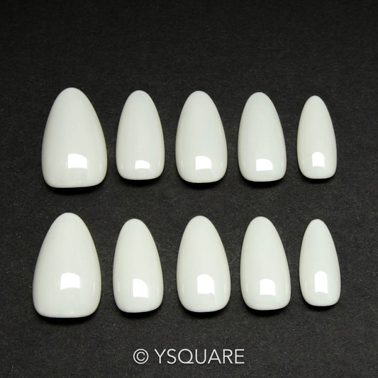 < Classy White > Y.Square Faux Ongles Fait Main Réutilisables