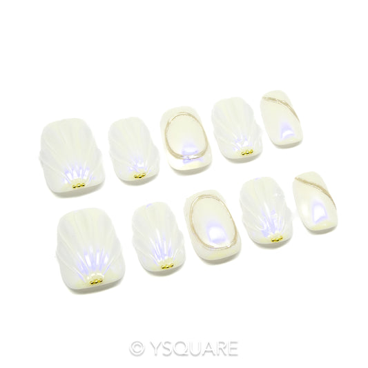 < Coquille > Y.Square Faux Ongles Fait Main Réutilisables