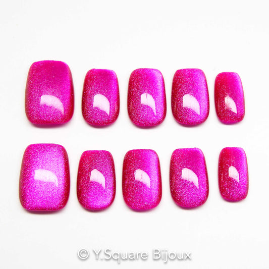 < Flamant Rose >Y.Square Faux Ongles Fait Main Réutilisables