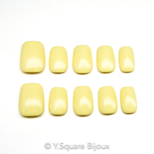 < Jaune Pastel >Y.Square Faux Ongles Fait Main Réutilisables