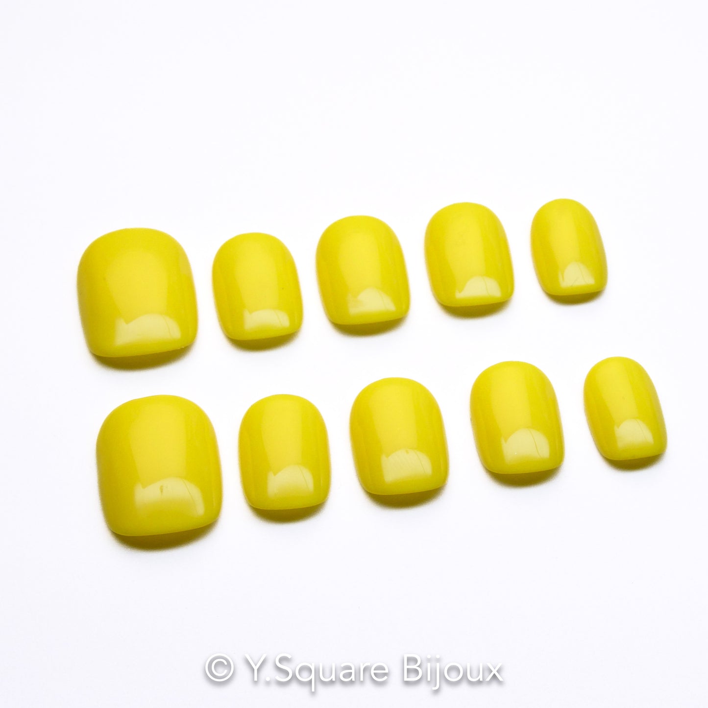<Lemon> Y.Square Press On Nails / Faux Ongles Fait Main Réutilisables