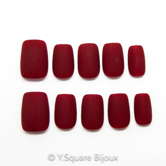 < Rouge à Lèvres > Y.Square Faux Ongles Fait Main Réutilisables