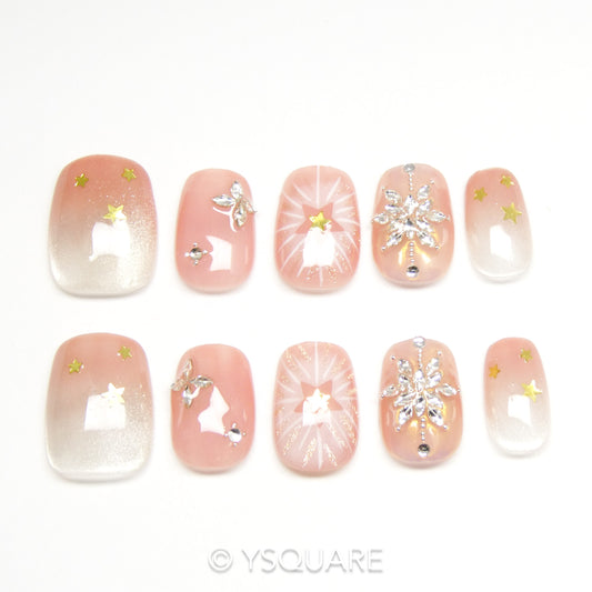 < Meringue > Y.Square Faux Ongles Fait Main Réutilisables