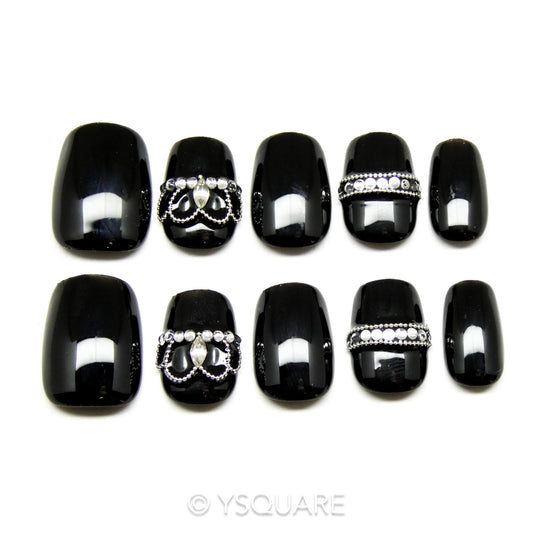 < Queen > Y.Square Faux Ongles Fait Main Réutilisables