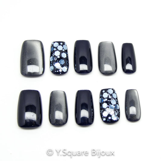 < Monaco > Y.Square Faux Ongles Fait Main Réutilisables