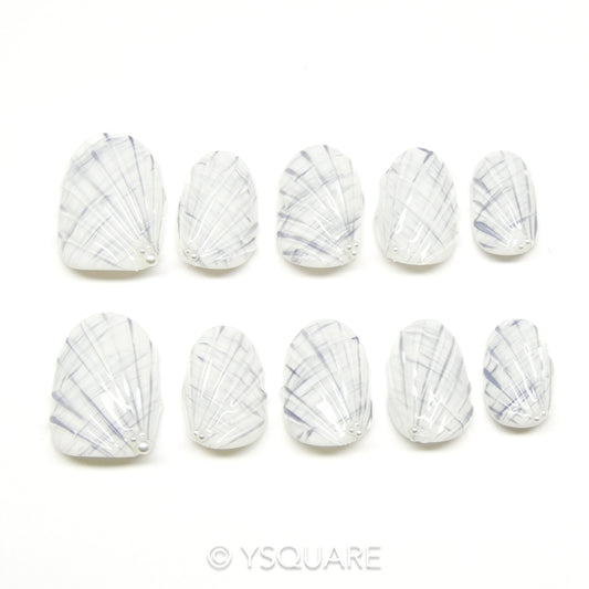 < Nacre > Y.Square Faux Ongles Fait Main Réutilisables