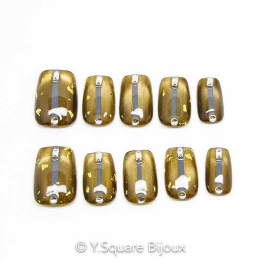 < Osmanthus >Y.Square Faux Ongles Fait Main Réutilisables