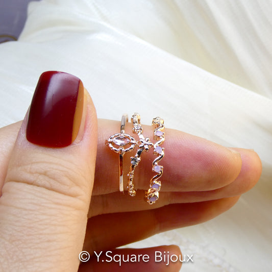 Iris Open Ring Set (2 pièces) Bague Ajustable