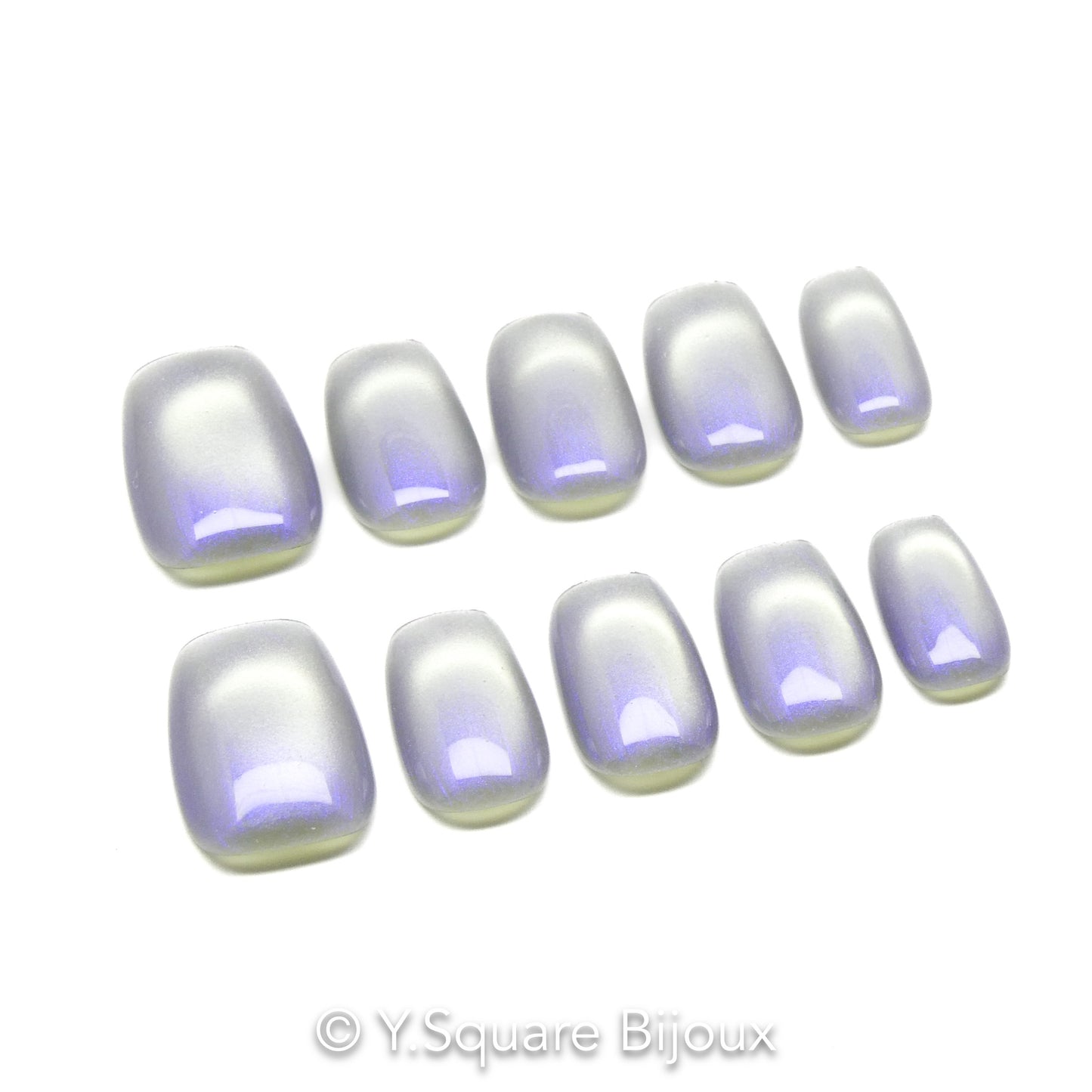 < Pierre de lune > Y.Square Faux Ongles Fait Main Réutilisables