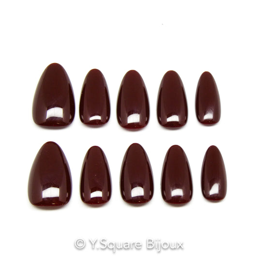 < Prune > Y.Square Faux Ongles Fait Main Réutilisables