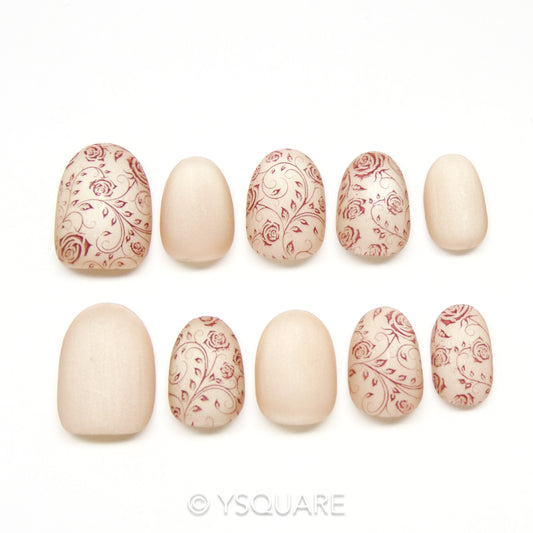 < Roseraie > Y.Square Faux Ongles Fait Main Réutilisables