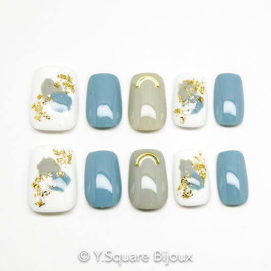 < Silver Lining > Y.Square Press On Nails / Faux Ongles Réutilisables