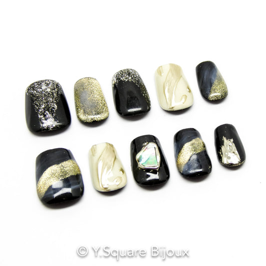 < Voie Lactée > Y.Square Faux Ongles Fait Main Réutilisables