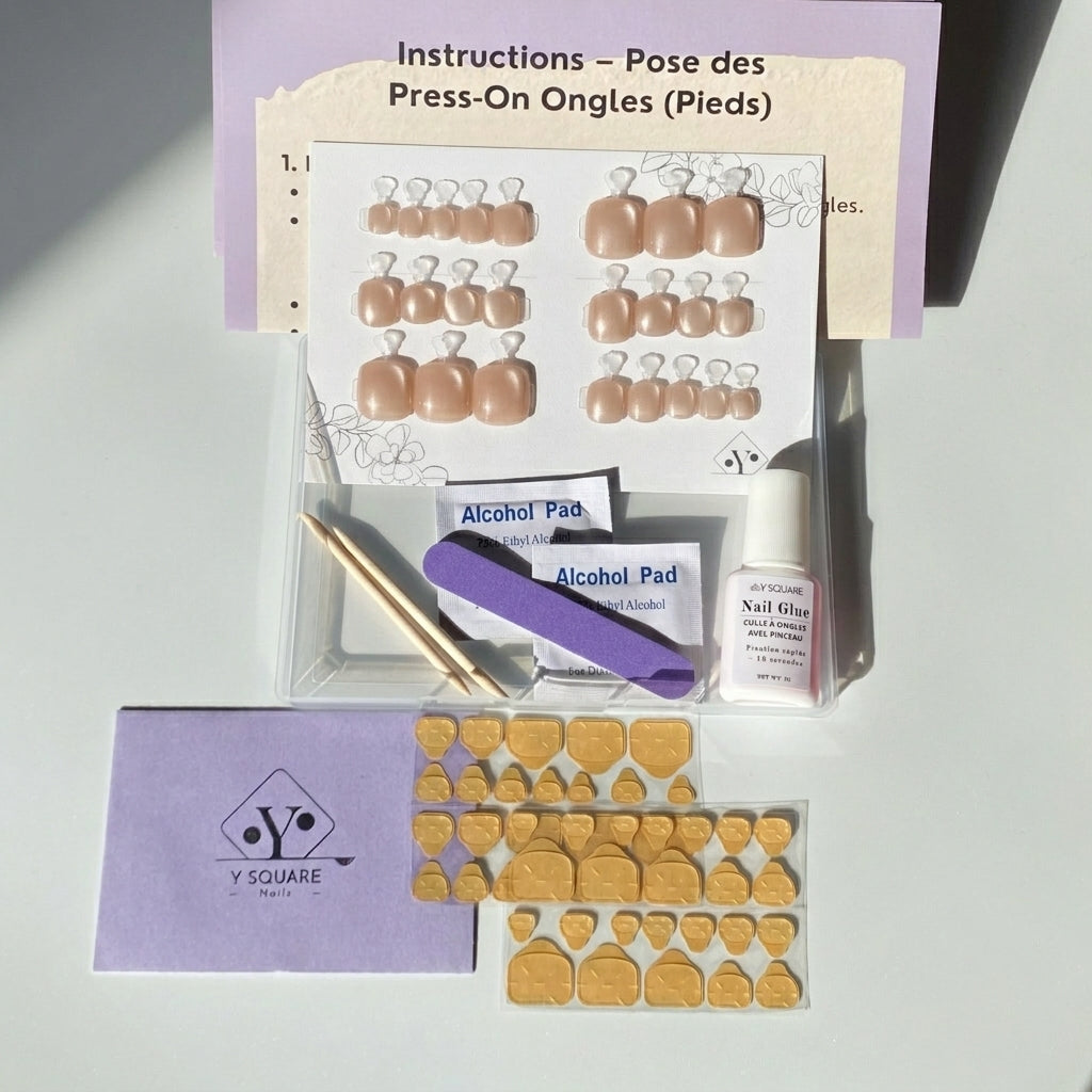 < Pédicure Cat eye > – Full Size Set Press-on Nails Handmade for feet