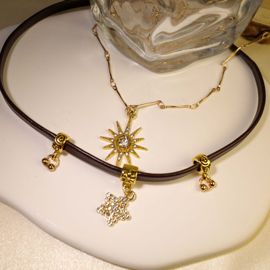 Edgy Starburst PU Choker 2-Piece Set