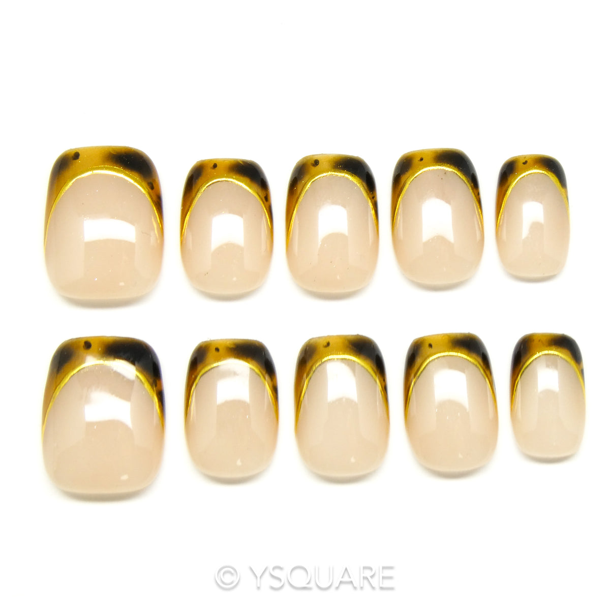 < French léopard > Y.Square Faux Ongles Fait Main Réutilisables