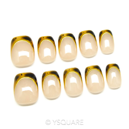< French léopard > Y.Square Faux Ongles Fait Main Réutilisables