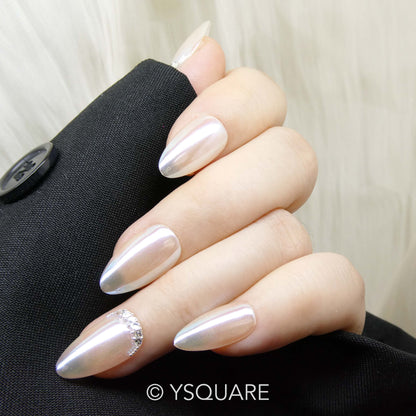 < Almond Pearl > Y.Square Faux Ongles Fait Main Réutilisables