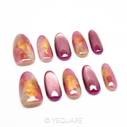 < Aquarelle > Y.Square Faux Ongles Fait Main Réutilisables