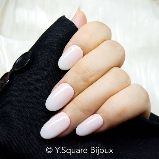 < Baby Boomer Ovale >Y.Square Faux Ongles Fait Main Réutilisables