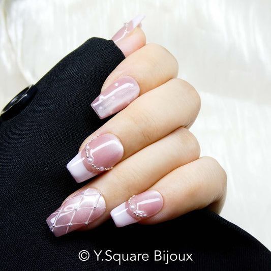 < Ballerina >Y.Square Faux Ongles Fait Main Réutilisables