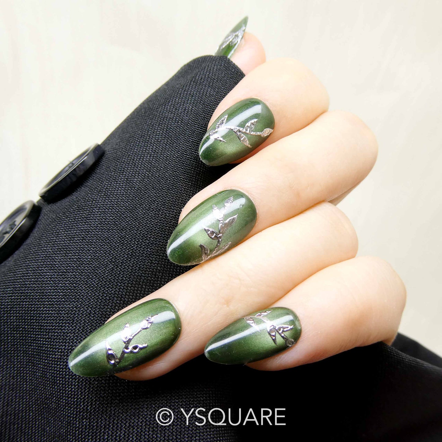 < Bambou > Y.Square Faux Ongles Fait Main Réutilisables