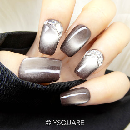 < Black Swan > Y.Square Faux Ongles Fait Main Réutilisables / Handmade Press On Nails