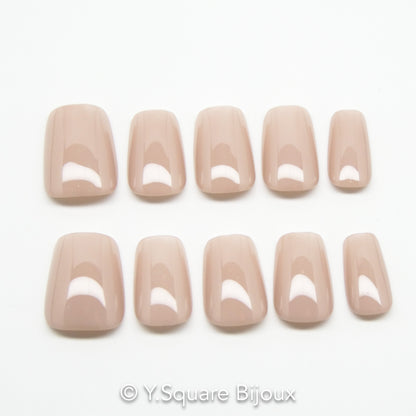 < Bois de Rose >Y.Square Faux Ongles Fait Main Réutilisables