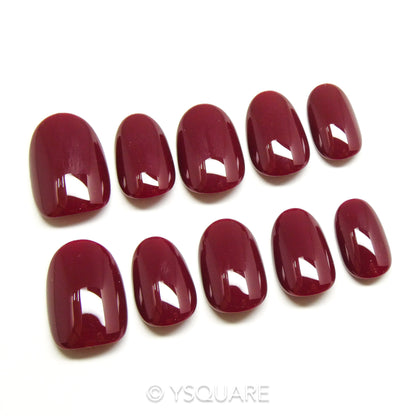 < Cabernet > Y.Square Faux Ongles Fait Main Réutilisables / Handmade Press On Nails 