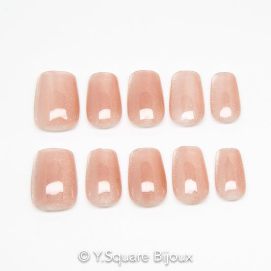 < Clean Girl > Y.Square Faux Ongles Fait Main Réutilisables