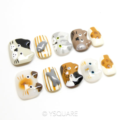 < Chaton > Y.Square Faux Ongles Fait Main Réutilisables