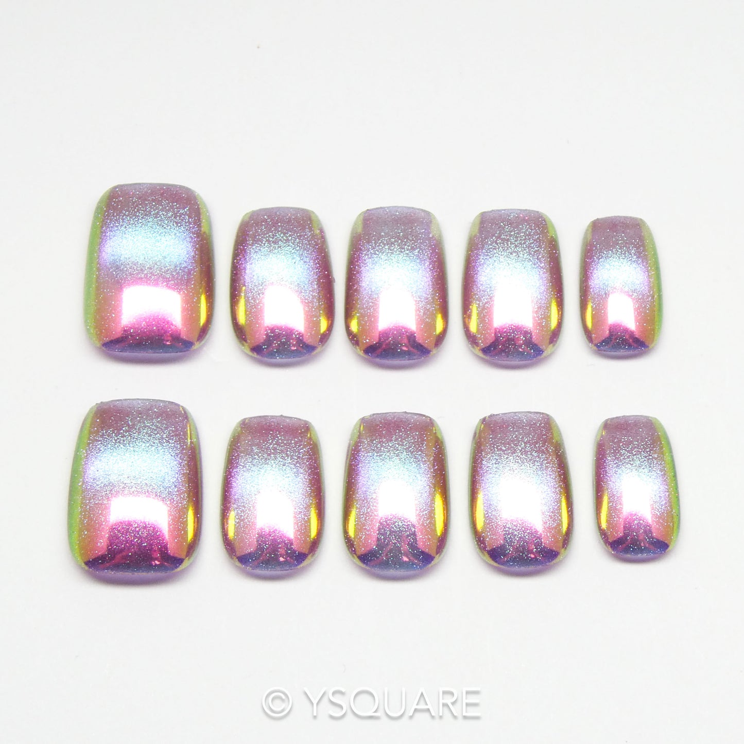 < Chrome Neon > Y.Square Faux Ongles Fait Main Réutilisables