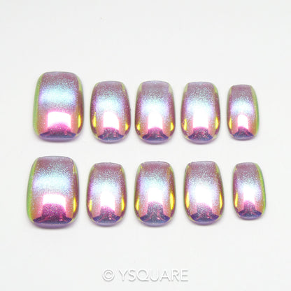 < Chrome Neon > Y.Square Faux Ongles Fait Main Réutilisables