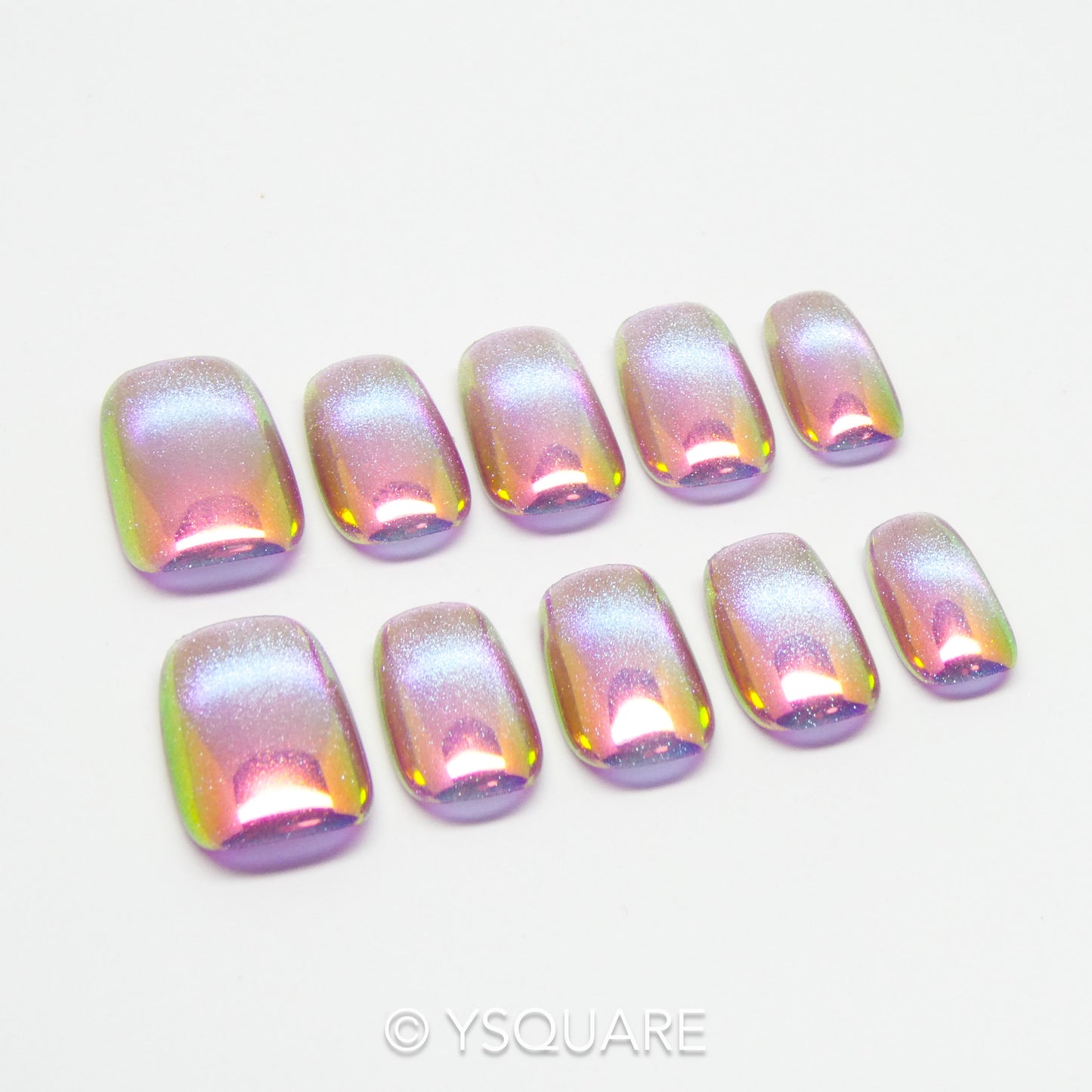 < Chrome Neon > Y.Square Faux Ongles Fait Main Réutilisables