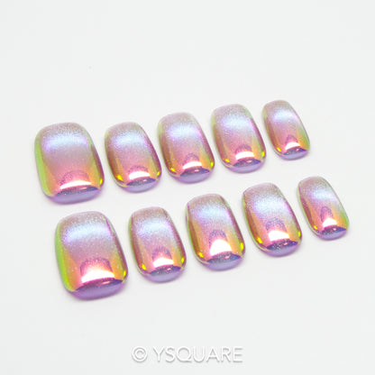 < Chrome Neon > Y.Square Faux Ongles Fait Main Réutilisables