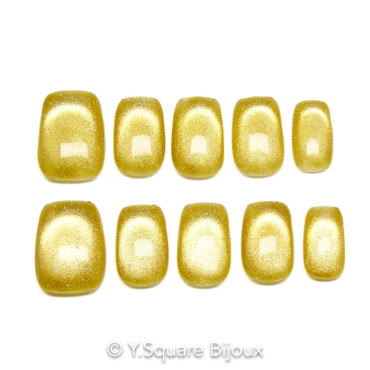 < Citrine > Y.Square Faux Ongles Fait Main Réutilisables