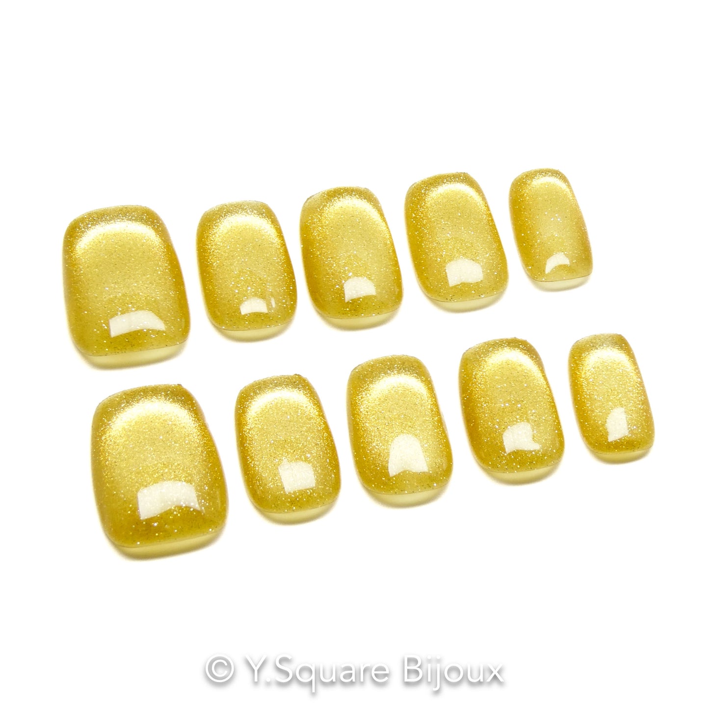 < Citrine > Y.Square Faux Ongles Fait Main Réutilisables
