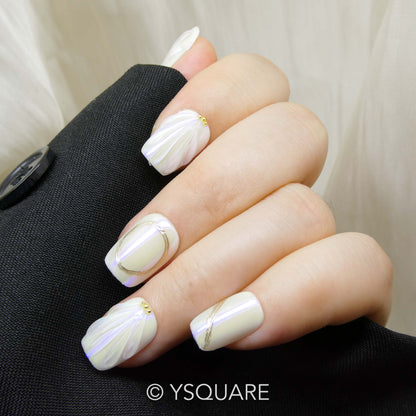 < Coquille > Y.Square Faux Ongles Fait Main Réutilisables