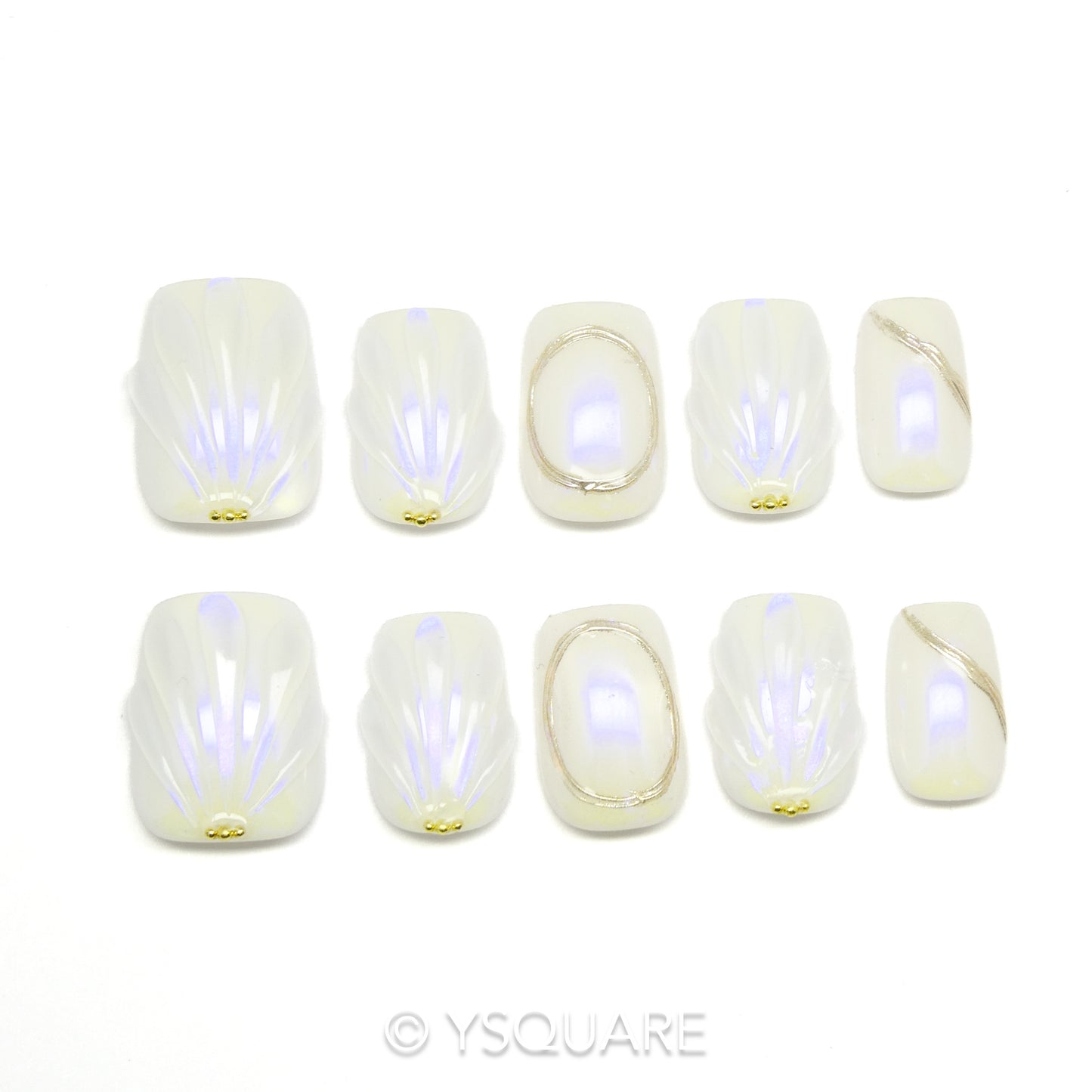< Coquille > Y.Square Faux Ongles Fait Main Réutilisables