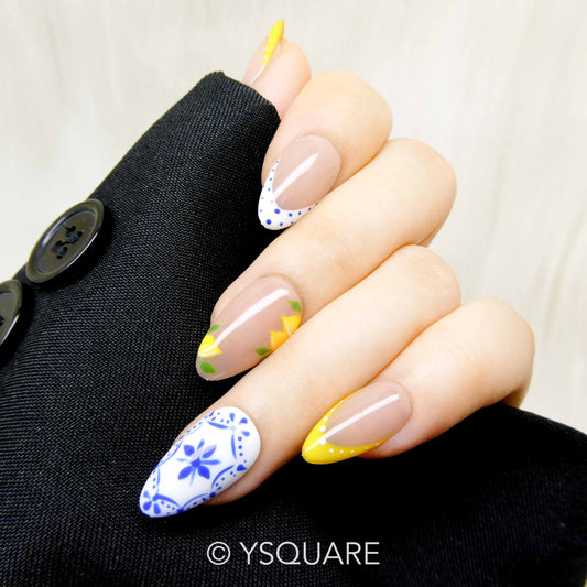 < Côte d'Azur > Y.Square Faux Ongles Fait Main Réutilisables