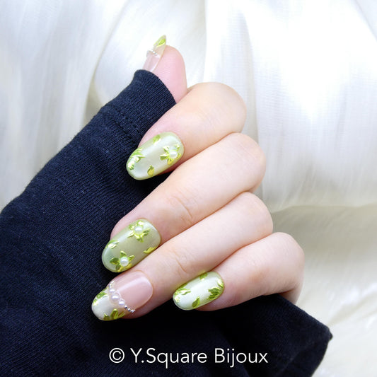 < Éden >Y.Square Faux Ongles Fait Main Réutilisables