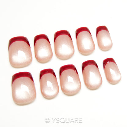 < French Kiss > Y.Square Faux Ongles Fait main réutilisables / Handmade Press On Nails 