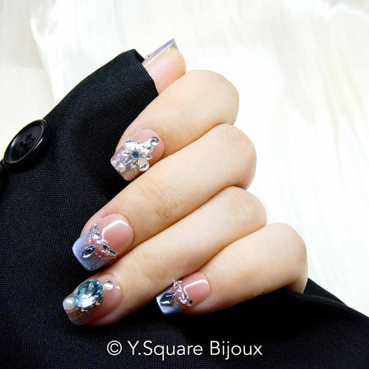 < Elsa >Y.Square Faux Ongles Fait Main Réutilisables