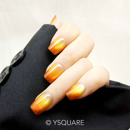 < Golden Hour > Y.Square Presson Faux Ongles Fait Main Réutilisables