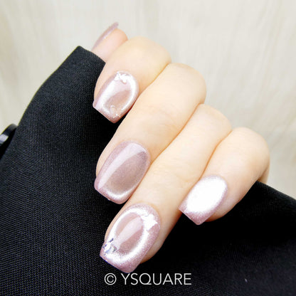 < Halo Rosé > Y.Square Faux Ongles Fait Main Réutilisables